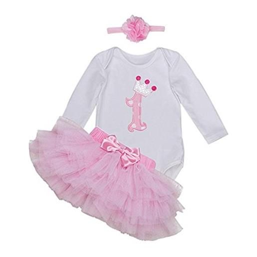 BabyPreg bambine maniche lunghe fascia per vestito vestito da tutu per il 1 ° compleanno (12-18 mesi, rosa)