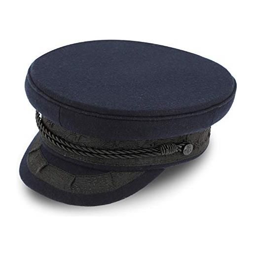 fiebig original prinz-heinrich captain's cap | berretto da marinaio foderato di stoffa | con cordone, bottoni a forma di ancora e emblema (61-xl, blu marino)