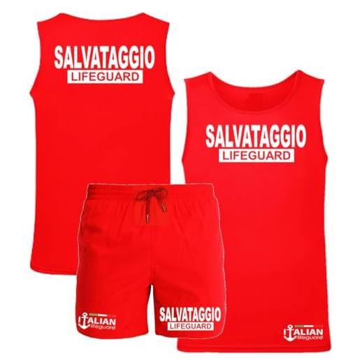 ITALIAN LIFEGUARD completo canotta costume salvataggio lifeguard (l)