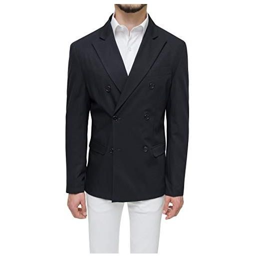 Evoga giacca uomo sartoriale doppiopetto blazer elegante cerimonia (s, nero)