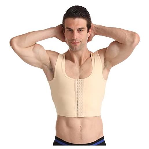 BaronHong body shaper petto binder compressione piatta 3 file chiusura busto corsetto gilet(skintone, l)