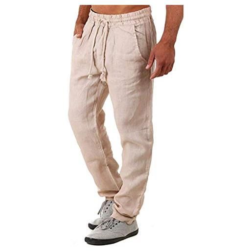 Xmiral pantaloni solidi in lino e stile estivo e pantaloni alla di men cotton men calzoni