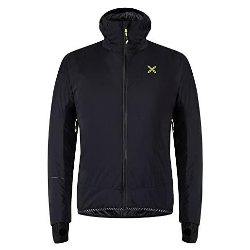 MONTURA alp race jacket nero/giallo fluo - giacca imbottita con cappuccio alpinismo / sci alpinismo (s)