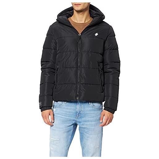 Superdry hooded sports puffer giacca uomo, nero, xx-large