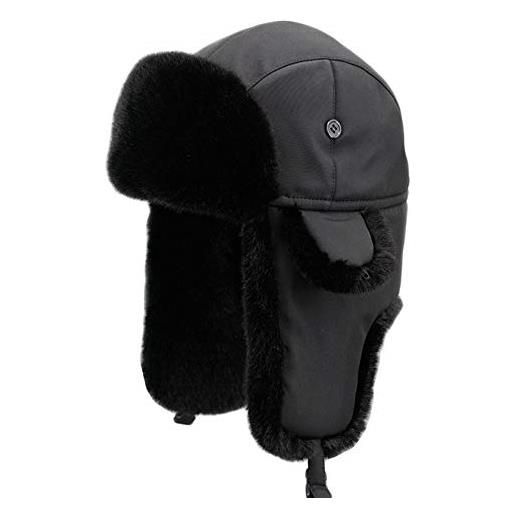 Insun unisex cappello da aviatore caldo berretto da trappola invernale cappelli con pelliccia sintetica nero 2 m