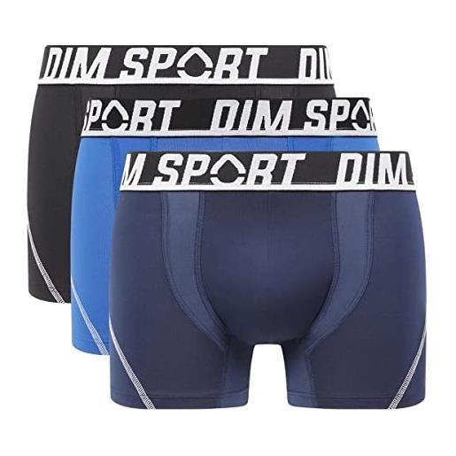 DIM boxer sport micro thermorégulation uomo x3, nero/blu berlino/blu ciano, m