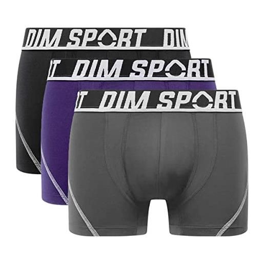 DIM boxer sport micro thermorégulation uomo x3, nero/grigio granito/viola ametista, m