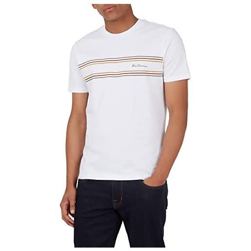 Ben Sherman t-shirt con logo a righe in cotone organico bianco, bianco, s