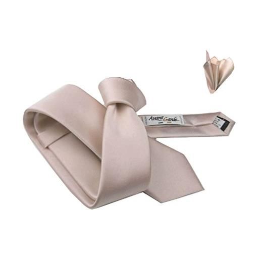 Avantgarde completo abbinato uomo cravatta e fazzoletto tinta unita prodotto italiano slim e normale tutti i colori (ultra slim 4 cm, rosa cipria)
