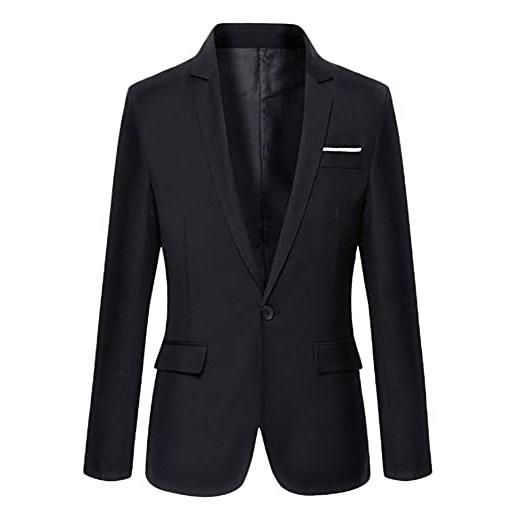 YAOTT blazer da uomo casual giacche slim fit con bottoni solid elegante giacche da smoking con revers alta qualità retrò comodo formale giacche top, nero, m