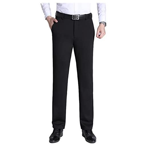 HJXX pantaloni eleganti da uomo slim fit abito pantaloni tinta unita il tempo libero pantaloni a gamba dritta per business casual, taglie forti, nero, 4x large