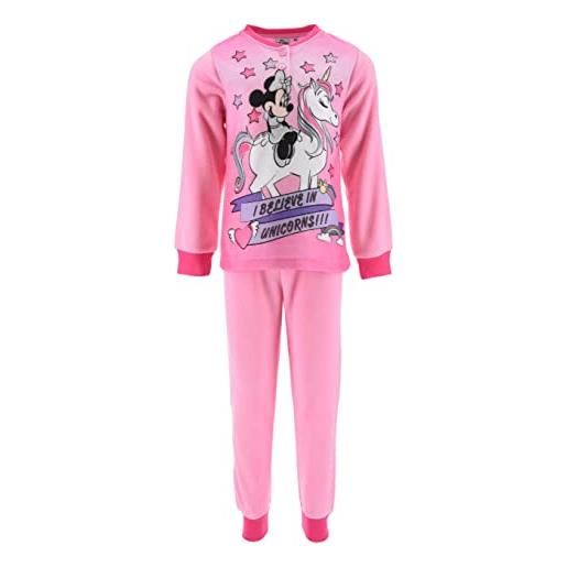 SUN CITY disney minnie unicorno pigiama 2 pezzi in cotone, bambina (rosa, 6 anni)