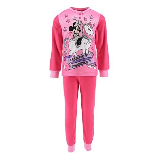 SUN CITY disney minnie unicorno pigiama 2 pezzi in cotone, bambina (rosa, 6 anni)