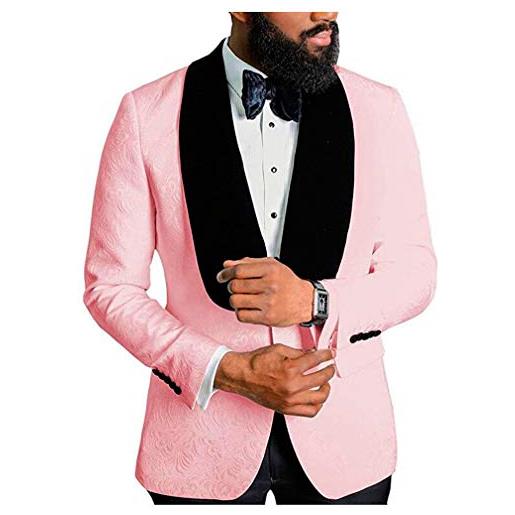 Botong scialle risvolto floreale blazer un pulsante regular fit prom party giacca cena cappotto, rosa, 60