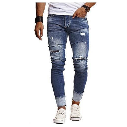 Leif Nelson jeans da uomo pantaloni jean ln-9165 blu w29/l32