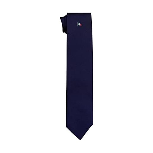 Remo Sartori - cravatta istituzionale seta blu tricolore bandiera italia, made in italy, uomo