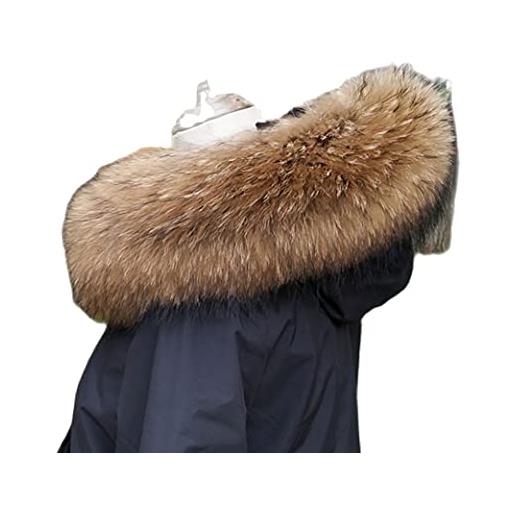 Adynice vera pelliccia sciarpa calda collo di pelliccia di procione per signore - trim per parka cappotto cappello - 65cm lungo 20cm largo