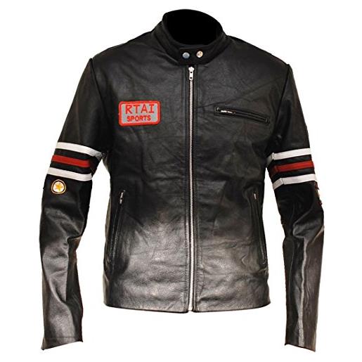 Fashion_First dr gregory house md hugh laurie - giacca da motociclista in pelle nera, nero , xxl