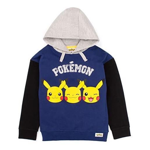 Pokemon hoodie boys kids pikachu face blue game maglione regalo 13-14 anni