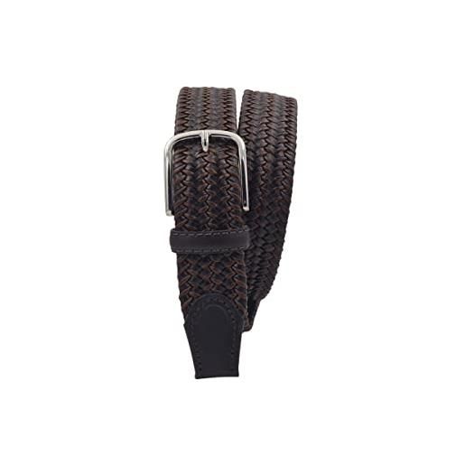 ESPERANTO cintura 3,5 cm bicolore intrecciata in cuoio e cotone con fibbia nichel free (nero/blu, taglia 50 - girovita 100 cm)