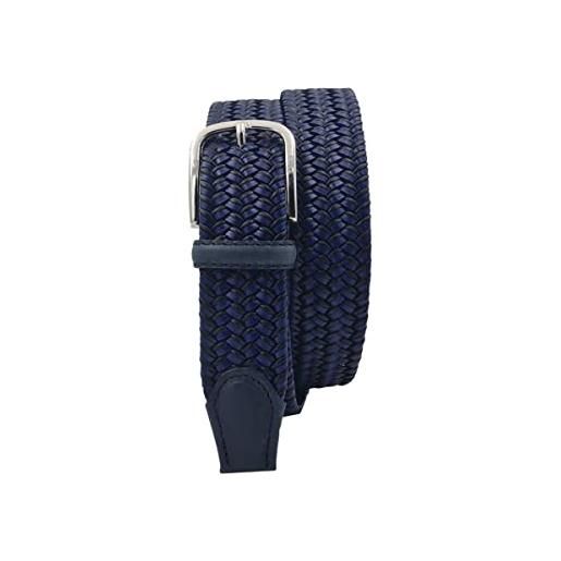 ESPERANTO cintura 3,5 cm bicolore intrecciata in cuoio e cotone con fibbia nichel free (moro/nocciola, taglia 60 - girovita 125 cm)