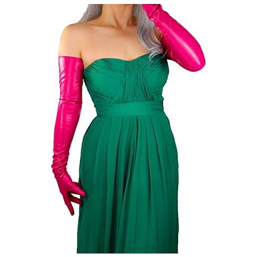 DooWay guanti lunghi da donna in pelle sintetica agnello sottile opera sera costume rosa 70 cm, rosa: 70 cm, m