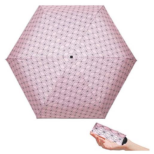 maxer mini ombrello 6 costole anti-uv luce design compatto perfetto per i viaggi leggero ombrellone portatile all'aperto ombrelli sole e pioggia giapponesi anime demoni uccisore, bianco