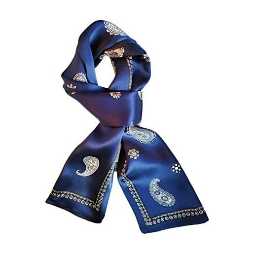 UK_Stone - foulard da uomo a doppio strato, classico, 100% seta paisley con motivo a fiori, corone, diamante, 12 mm, #12, taglia unica