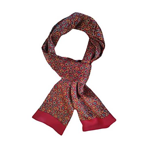 UK_Stone - foulard da uomo a doppio strato, classico, 100% seta paisley con motivo a fiori, corone, diamante, 12 mm, #6, taglia unica