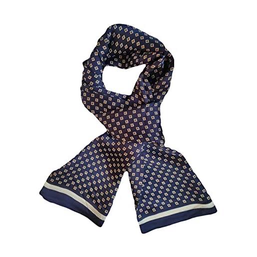 UK_Stone - foulard da uomo a doppio strato, classico, 100% seta paisley con motivo a fiori, corone, diamante, 12 mm, #10, taglia unica