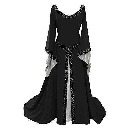 Generic abito medievale flare manica lunga rinascimento vestito per le donne contadino chemise halloween costume fata gotico abito camicia da notte vestire