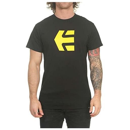 Etnies icon tee uomo t-shirt nero/giallo m 100% cotone regular