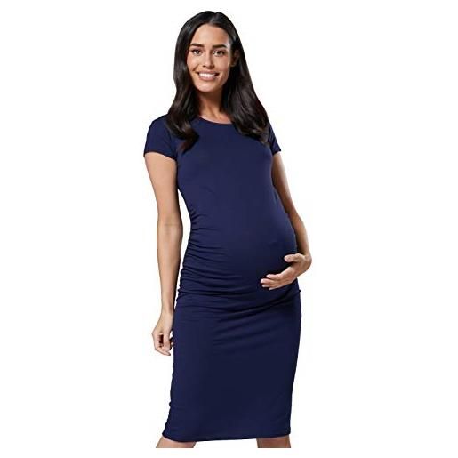 HAPPY MAMA. Donna maternity abito elasticizzato prémaman vestito aderente. 183p (cachi, it 44, l)