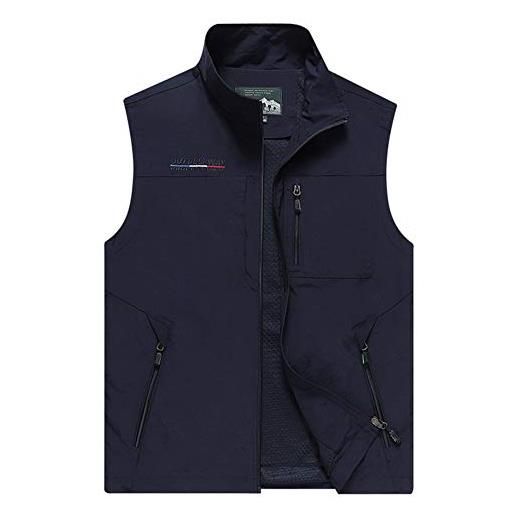 Panegy gilet sportivo uomo esterno multitasche gilet con cerniera primavera autunno gilet senza maniche con collo alto