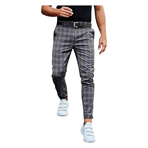 Modaworld pantaloni a quadri lunghi da uomo dritti per il tempo libero eleganti business in tessuto slim fit pantaloni da uomo pantaloni da jogging