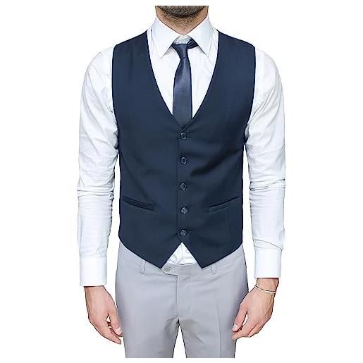 Evoga gilet panciotto uomo nero smanicato elegante casual slim fit con cravatta (xxl, nero)