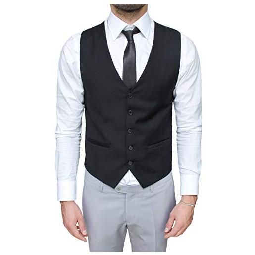 Evoga gilet panciotto uomo smanicato elegante casual slim fit con cravatta (3xl, blu scuro)
