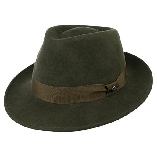 LIERYS city feltro cappello - cappello in feltro di lana donna/uomo -cappello da uomo idrorepellente e confezionabile - bogart estate/inverno - fedora verde scuro xl (60-61 cm)