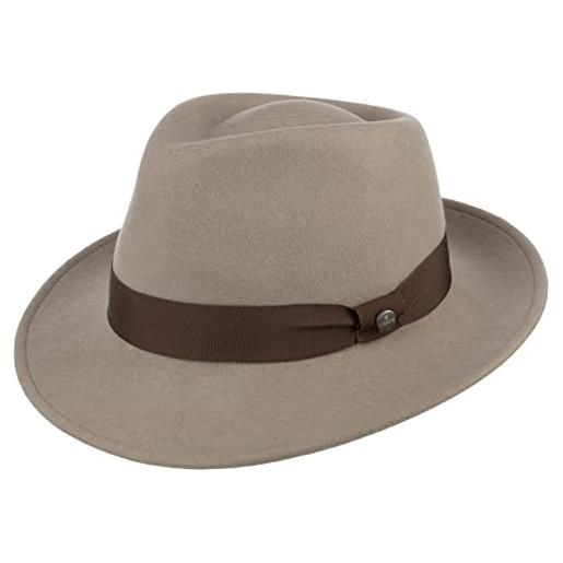 LIERYS city feltro cappello - cappello in feltro di lana donna/uomo -cappello da uomo idrorepellente e confezionabile - bogart estate/inverno - fedora grigio xl (60-61 cm)