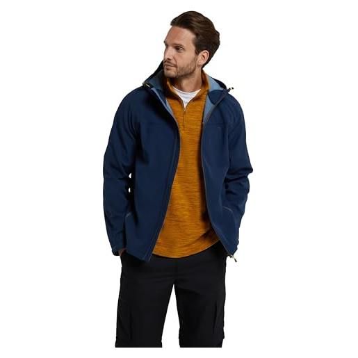 Mountain Warehouse exodus giacca softshell da uomo leggera per trekking, giacca idrorepellente isolante per escursioni sportiva, giacca antivento da montagna da uomo blu navy s