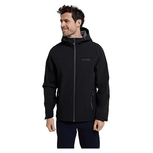 Mountain Warehouse exodus giacca softshell da uomo leggera per trekking, giacca idrorepellente isolante per escursioni sportiva, giacca antivento da montagna da uomo nero l