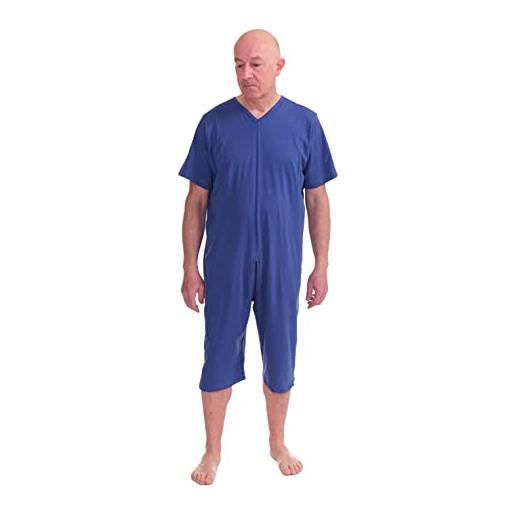 FERRUCCI COMFORT pigiama tutone sanitario con zip per anziani in cotone salute con manica corta e pantalone corto - 9078 mc pc - realizzato in italia (xxl)
