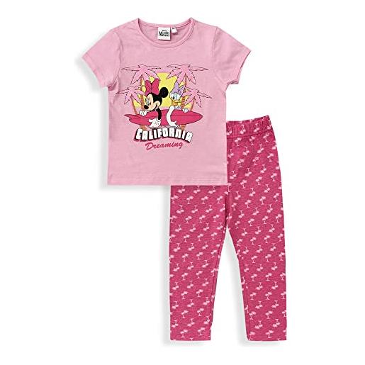 Disney pigiama bambina minnie mouse pantalone lungo in cotone con glitter 6033
