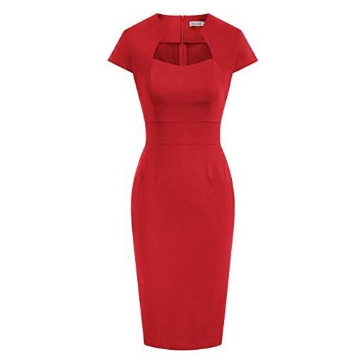 GRACE KARIN abiti stile vintage anni '60 con maniche ad aletta per donne work office red (cl8947-2) x-small