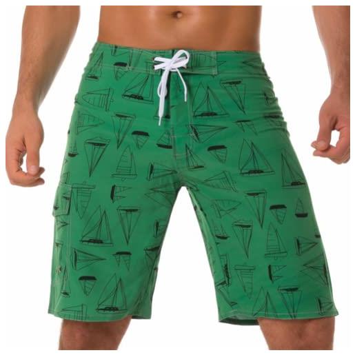 JPXJGT bermuda pantaloncini da bagno uomo asciugatura rapida fodera rete costume coulisse regolabile mare surf per surf hotspring sulla spiaggia (color: green, size: 4xl)