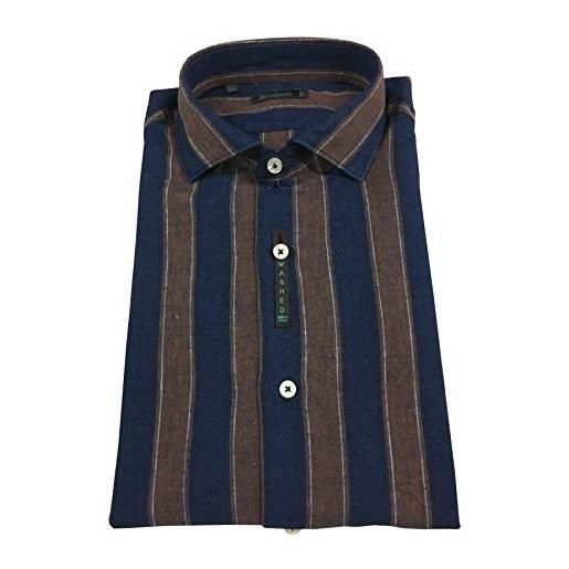 BROUBACK camicia uomo manica lunga righe blu/moro mod nisida n29 col 90 made in italy (xl - 42-16 1/2)