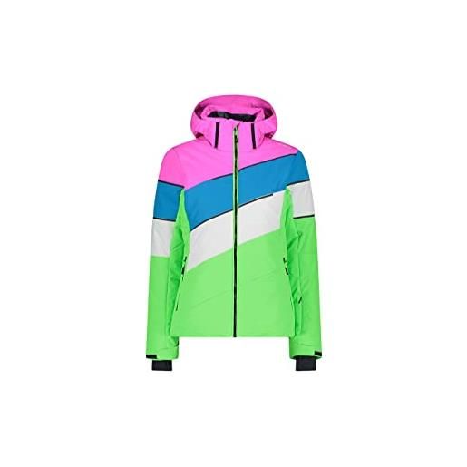 CMP giacca con cappuccio zip, mela fluo, eu 36