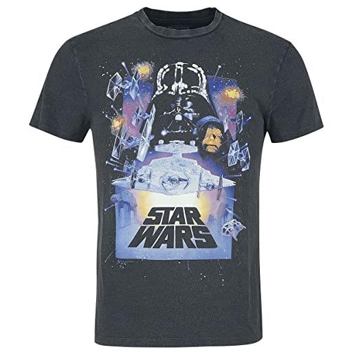 Star Wars poster uomo t-shirt nero s 100% cotone regular