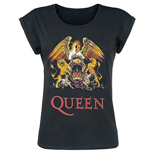 Queen classic crest donna t-shirt nero xl 100% cotone regular