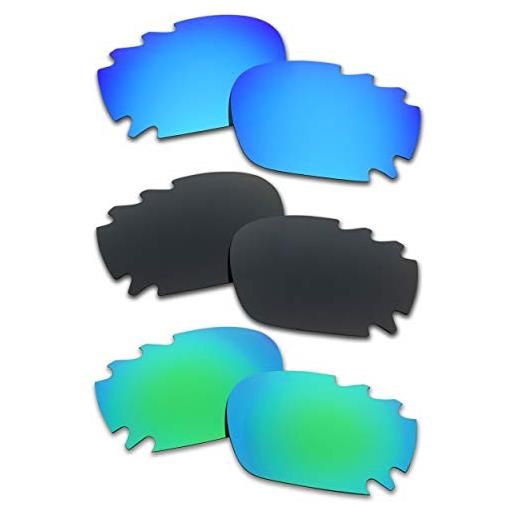 SOODASE per oakley racing jacket vented occhiali da sole blu/nero/verde lenti di ricambio polarizzate